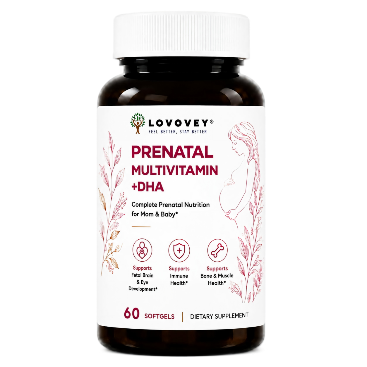 Prenatal + DHA - Essential Nutrition for Mom & Baby - LOVOVEY 60 Softgels