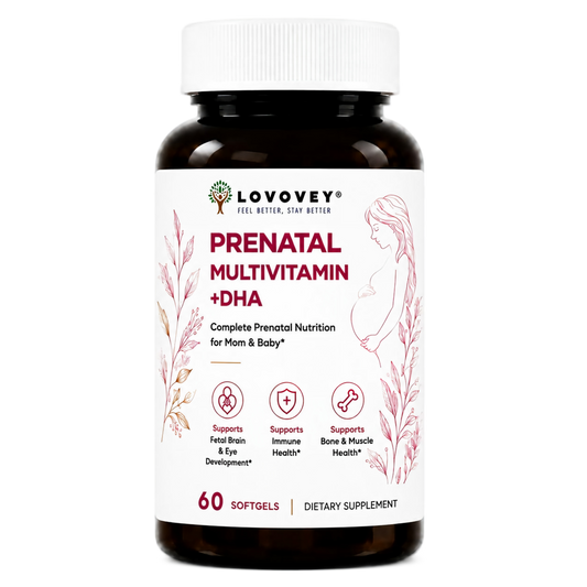 LOVOVEY Prenatal DHA & Folate | Mom & Baby Essential Nutrition | 60 Softgels