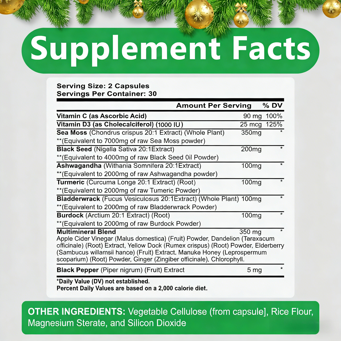 LOVOVEY Sea Moss Capsules | 19,445mg Blend with Black Seed Oil, Ashwagandha & Ginger, 60 Count, Daily Wellness Support